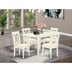 Dinette Set For 5- Four Kitchen Chairs, Table, Linen White Color Linen, Linen White Finish Frame