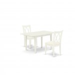 Rectangular Dining Set 2 Wood Chair, Small Butterfly Leaf Table, Linen White