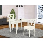 Rectangular Dining Set 2 Wood Chair, Small Butterfly Leaf Table, Linen White