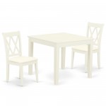 3Pc Dinette Set, Square Kitchen Table, Two Dining Chairs, Linen White Finish