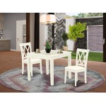 3Pc Dinette Set, Square Kitchen Table, Two Dining Chairs, Linen White Finish