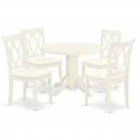 5Pc Dining Set, Round Table, Four Kitchen Chairs, White Finish