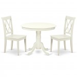 Ancl3-Lwh-W 3Pc Round 36 Inch Table And 2 Double X Back Chairs