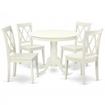 Ancl5-Lwh-W 5Pc Round 36 Inch Table And 4 Double X Back Chairs