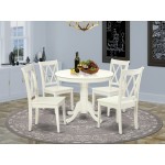 Ancl5-Lwh-W 5Pc Round 36 Inch Table And 4 Double X Back Chairs