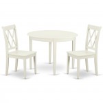 Bocl3-Lwh-W 3Pc Round 42 Inch Table And 2 Double X Back Chairs