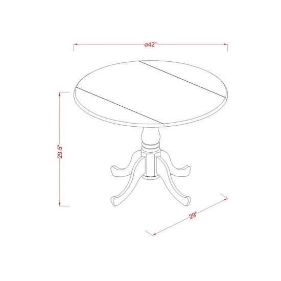 3Pc Round 42 Inch Table With Two 9-Inch Drop Leaves And 2 Double X Back Chairs