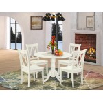 5Pc Round 42 Inch Table With Two 9-Inch Drop Leaves And 4 Double X Back Chairs