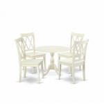 5 Pc Dinette Sets, 1 Drop Leaves Table, 4 Linen White Chairs, Linen White