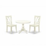 3 Pc Dining Set, Linen White Table, 2 Linen White Chairs, Double X-Back, Linen White Finish