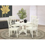 5 Pc Kitchen Dining Set, Linen White Breakfast Table, 4 Linen White, Chairs, Double X-Back, Linen White