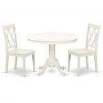 Hlcl3-Lwh-W 3Pc Round 42 Inch Table And 2 Double X Back Chairs