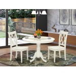 Hlcl3-Lwh-W 3Pc Round 42 Inch Table And 2 Double X Back Chairs