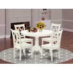 Hlcl5-Lwh-W 5Pc Round 42 Inch Table And 4 Double X Back Chairs