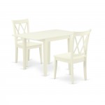 Dinette Set 3 Pcs- 2 Dining Chairs, Wood Table, Linen White Finish Hardwood Chair Seat, Top, Linen White Finish Structure.