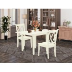 Dinette Set 3 Pcs- 2 Dining Chairs, Wood Table, Linen White Finish Hardwood Chair Seat, Top, Linen White Finish Structure.