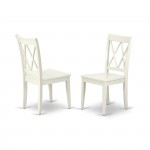 Dinette Set 3 Pcs- 2 Dining Chairs, Wood Table, Linen White Finish Hardwood Chair Seat, Top, Linen White Finish Structure.