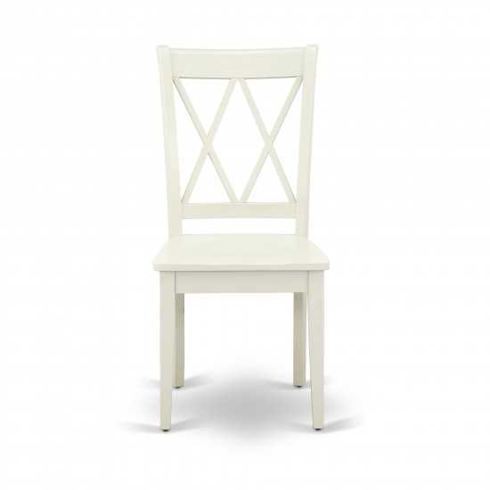 Dinette Set 3 Pcs- 2 Dining Chairs, Wood Table, Linen White Finish Hardwood Chair Seat, Top, Linen White Finish Structure.