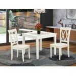 Oxcl3-Lwh-W 3Pc Square 36 Inch Table And 2 Double X Back Chairs