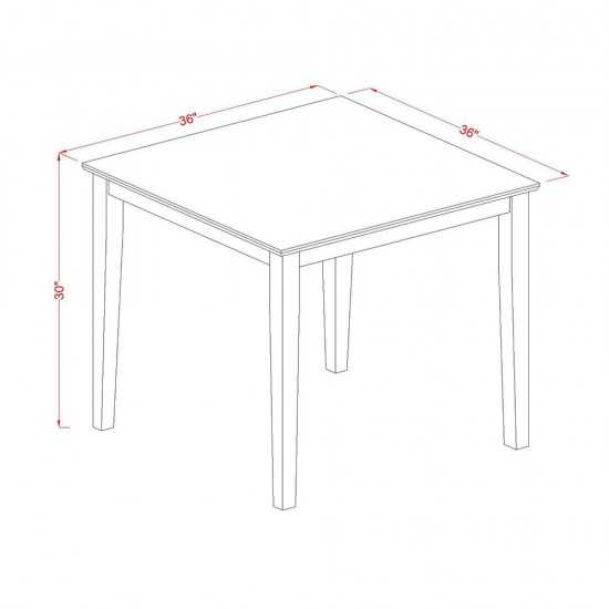 Oxcl3-Lwh-W 3Pc Square 36 Inch Table And 2 Double X Back Chairs