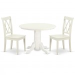 Shcl3-Lwh-W 3Pc Round 42 Inch Table And 2 Double X Back Chairs