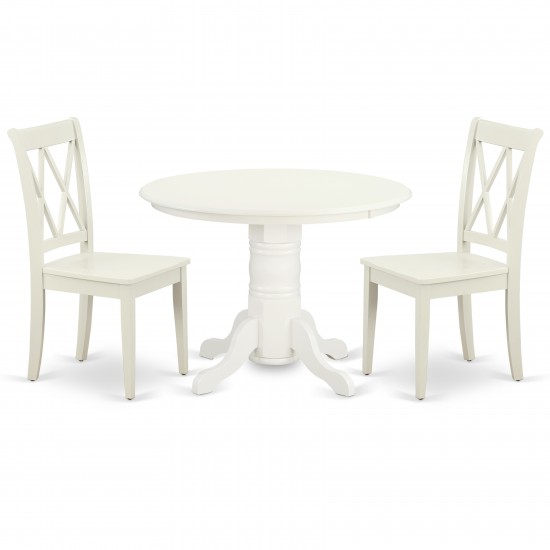 Shcl3-Lwh-W 3Pc Round 42 Inch Table And 2 Double X Back Chairs