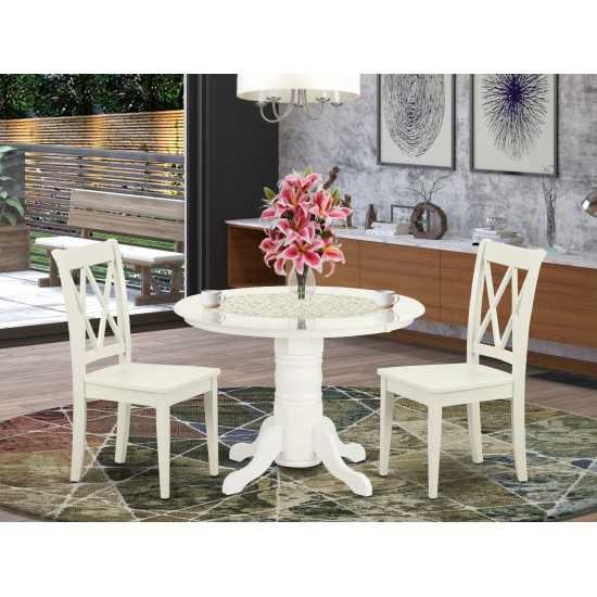 Shcl3-Lwh-W 3Pc Round 42 Inch Table And 2 Double X Back Chairs