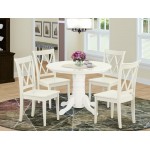 Shcl5-Lwh-W 5Pc Round 42 Inch Table And 4 Double X Back Chairs