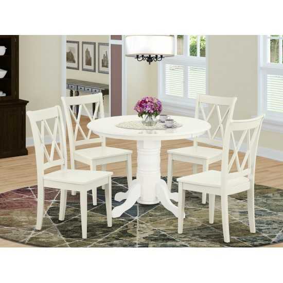 Shcl5-Lwh-W 5Pc Round 42 Inch Table And 4 Double X Back Chairs