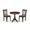 3 Pc Dining Set, 1 Pedestal Table, 2 Mahogany Chairs, Double X-Back, Linen White Finish