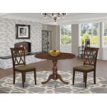 3 Pc Dining Set, 1 Drop Leaves Dining Table, 2 Mahogany Chairs, Double X-Back