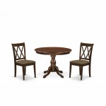 3 Pc Dining Set, Mahogany Wood Table, 2 Mahogany Chairs, Double X-Back, Mahogany Finish