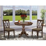 3 Pc Dining Set, Mahogany Wood Table, 2 Mahogany Chairs, Double X-Back, Mahogany Finish