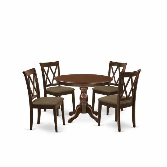 5 Pc Kitchen Set, Mahogany Dining Table, 4 Mahogany Dining Chairs, Double X-Back, Mahogany Finish