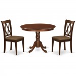 3Pc Dinette Set, Rounded Kitchen Table, Two Dining Chairs, Mahogany Finish