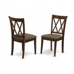 3Pc Dinette Set, Rectangular Kitchen Table, Butterfly Leaf, Two Doublexback Linen Seat Dining Chairs, Mahogany Finish