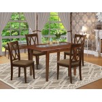 5Pc Dining Set, Rectangle Dinette Table, Butterfly Leaf, Four Doublexback Linen Seat Chairs, Linen White Finish