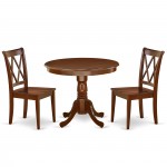 Ancl3-Mah-W 3Pc Round 36 Inch Table And 2 Double X Back Chairs