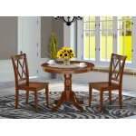 Ancl3-Mah-W 3Pc Round 36 Inch Table And 2 Double X Back Chairs