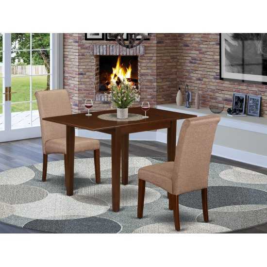 Dining Set 3 Pc, Two Chairs, Table, Mahogany Finish Solid Wood, Brown Color