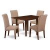 Dining Set 5 Pc, 4 Chairs, Dining Table, Mahogany Finish Solid Wood, Brown Color