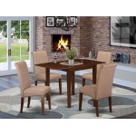 Dining Set 5 Pc, 4 Chairs, Dining Table, Mahogany Finish Solid Wood, Brown Color