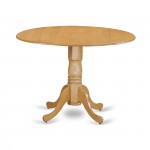 3Pc Small Round Table With Linen Beige Fabric Dining Chairs With Oak Chair Legs