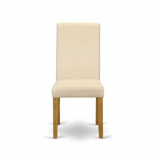 3 Pc Dining Set, Oak Table, 2 Light Beige Dining Chairs, High Back, Oak Finish