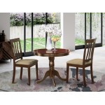 3 Pc Small Kitchen Table, Chairs Set-Round Table Plus 2 Kitchen Dining Chairs