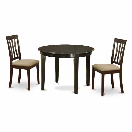 3 Pc Kitchen Table Set-Small Round Table And 2 Kitchen Chairs