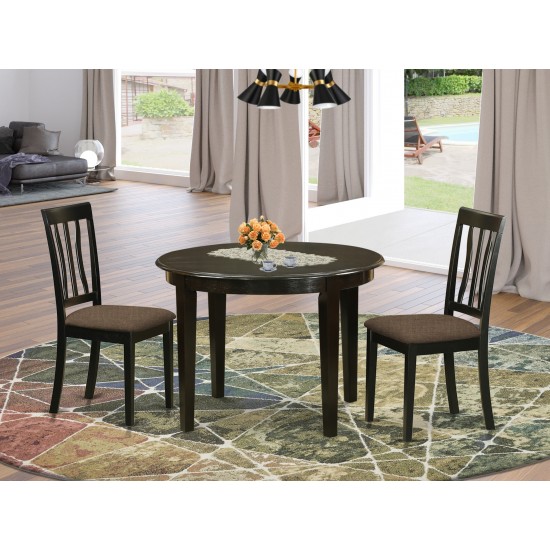 3 Pc Kitchen Table Set-Small Round Table And 2 Kitchen Chairs