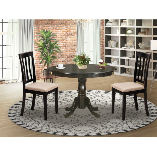 3 Pc Kitchen Nook Dining Set-Round Kitchen Table, 2 Slatted Back Kitchen Chairs.