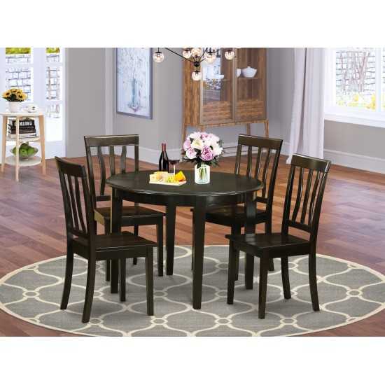 5 Pc Kitchen Table Set-Table And 4 Kitchen Chairs, Cappuccino