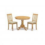 3 Pc Kitchen Table Set-Small Kitchen Table Plus 2 Dining Chairs, Oak